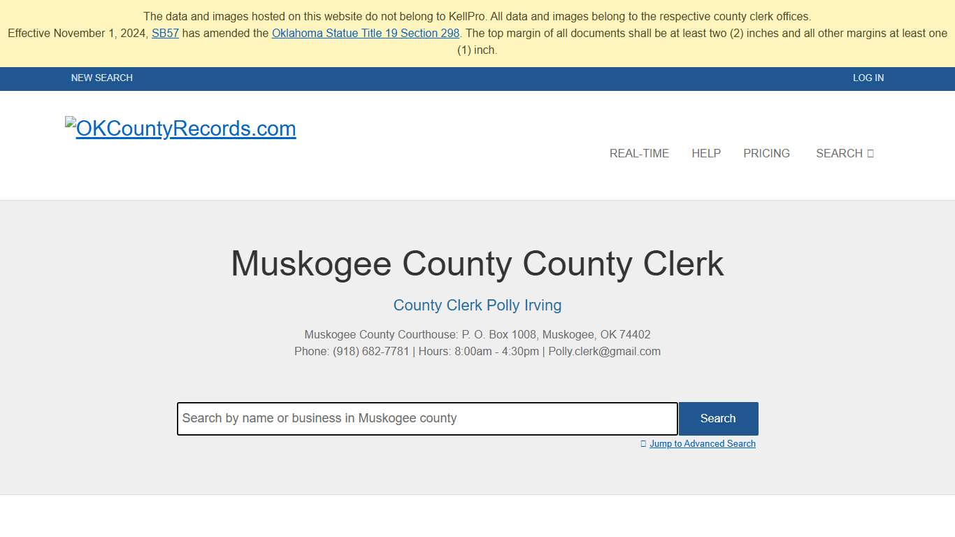 Muskogee County OKCountyRecords.com County Clerk Public Land Records for Oklahoma